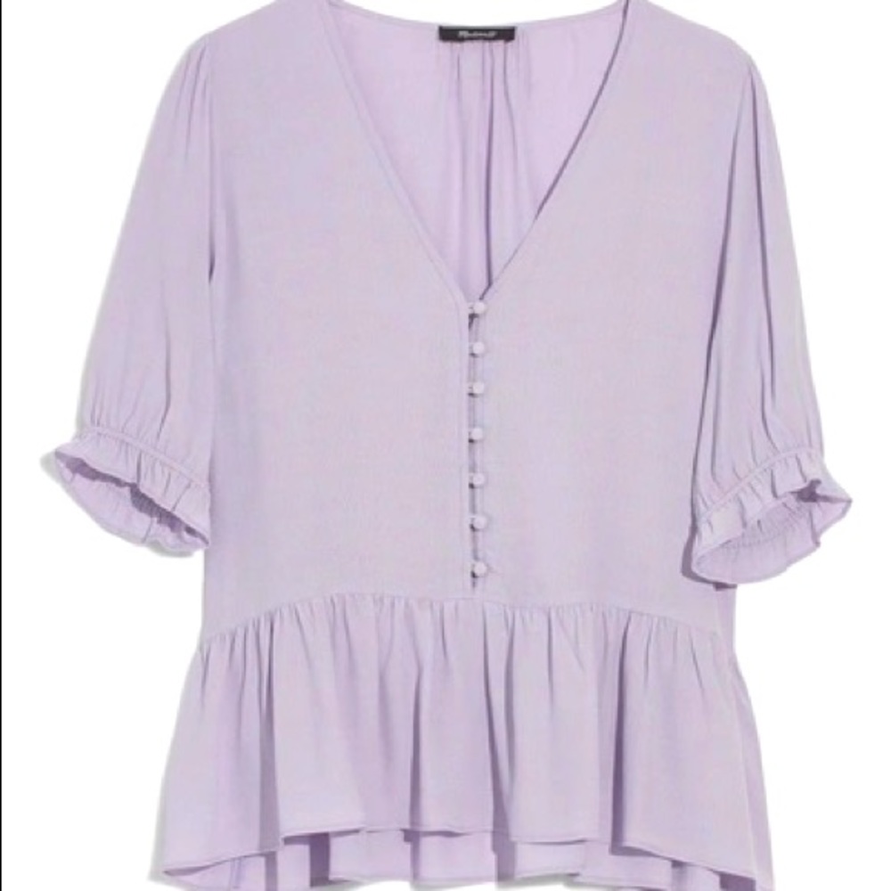 Madewell Courtyard Ruffle-Hem Top (Sundrenched Lilac)